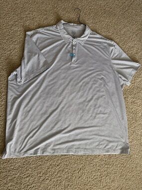 4X Jos. A. Bank traveler White and Dark Gray Thin-Striped Polo